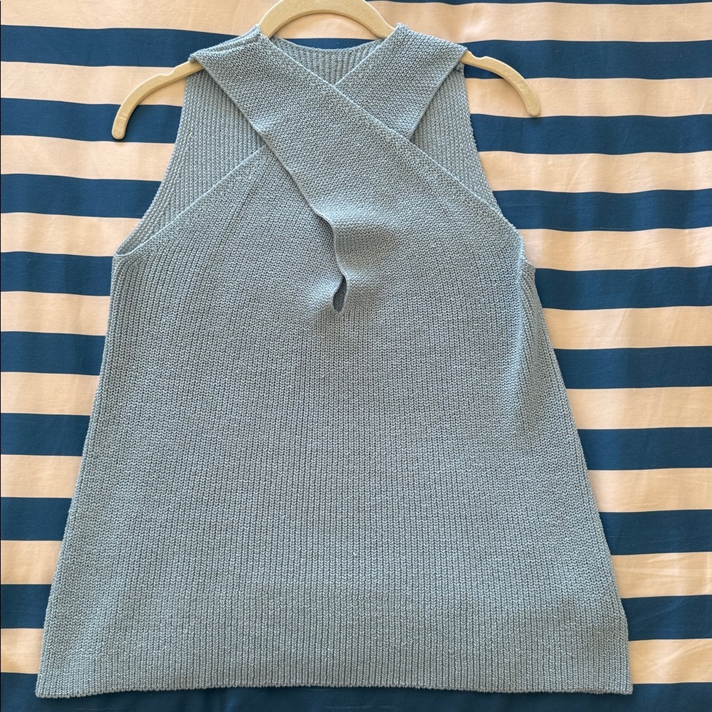 Light Blue Knit Keyhole Top